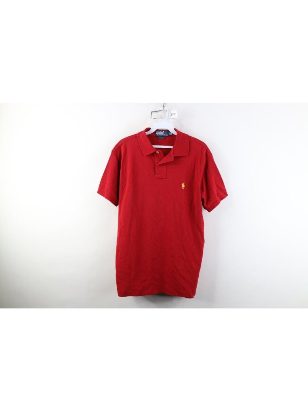 Vintage 90s Ralph Lauren Mens Medium Custom Fit Pique Cotton Golf Polo Shirt Red